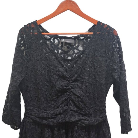 Lane Bryant Black Lace Midi Dress Size 18 | 3/4 Sleeves Party Cocktail Dress - Picture 2 of 12